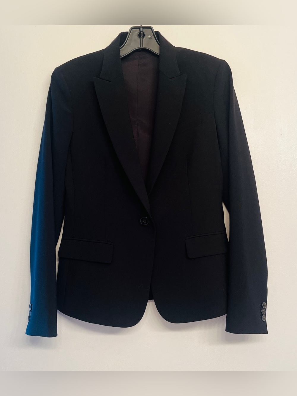 Theory Black Tailored Single-Button Classic Suit Black Blazer Jacket sz. 6
